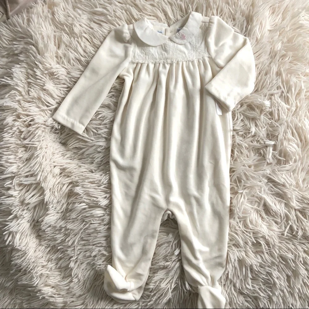 NWT Ralph Lauren Solid Velour Footie Pajamas